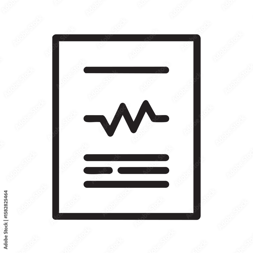 Poster a simple outline icon of a document with a jagged line.