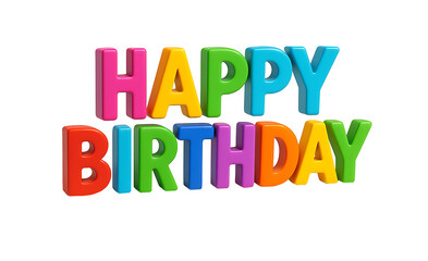 happy birthday 3d text  on transparent background 