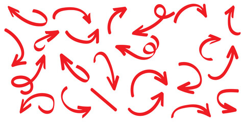 Hand drawn vector arrows doodle set on white background. design element vector illustration