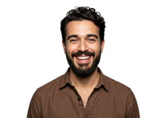 Smiling handsome man portrait on transparent background