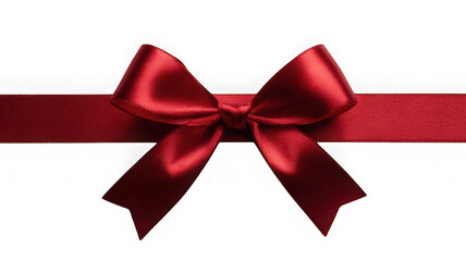 Fototapeta premium Red satin ribbon and bow isolated on transparent background