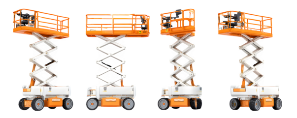 Clean Photo-Realistic High-Quality self propelled aerial platfor commercial stock asset, PNG cutout, ideal for video overlays and presentations, professional graphics, royalty-free