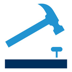 Hammer Nail Blue Color Icon