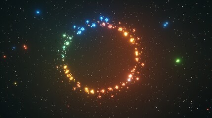 Colorful ring of light in the dark space