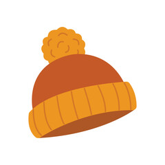 Knitted hat. Hand-drawn illustration. Flat vector illustration isolated on a white background