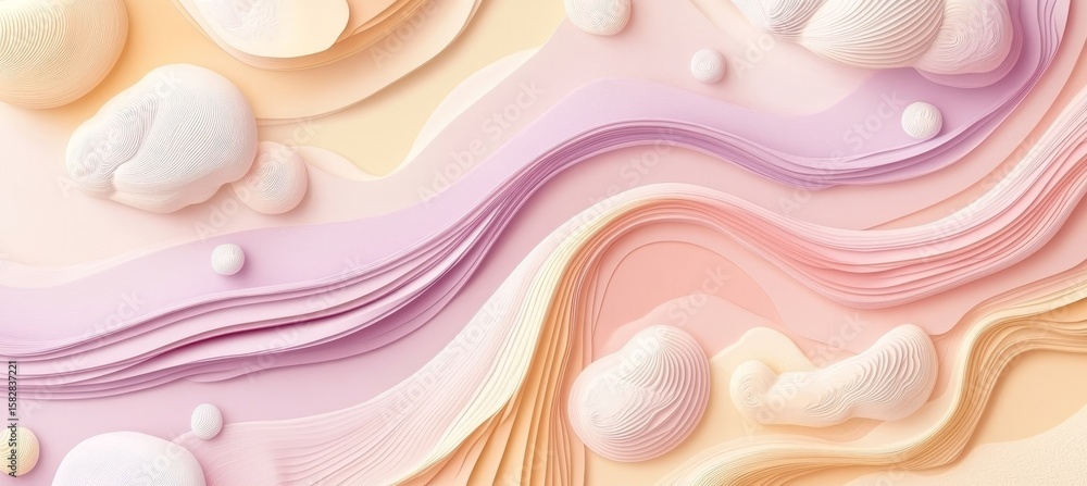 Poster elegant pastel swirl paper art with smooth wave patterns for modern and unique background design