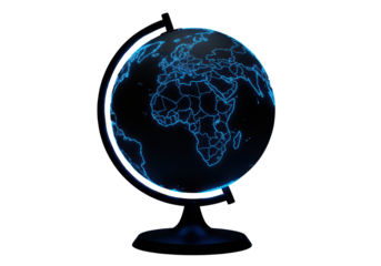Isolated Futuristic Glowing Blue Earth Globe