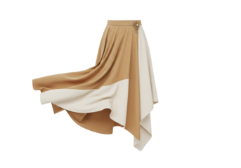 Isolated Flowing Beige and White Asymmetrical Skirt Fashion