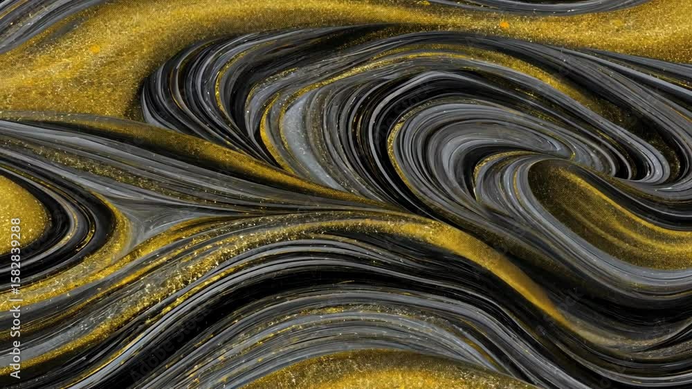 Poster this mesmerizing display features dynamic black and gold patterns swirling elegantly, creating a cap