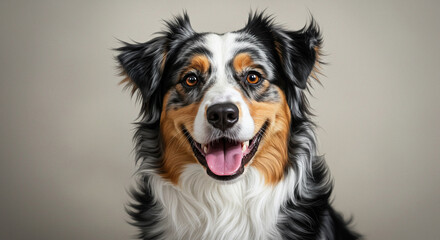 Mesmerizing australian shepherd portrait with soulful amber eyes and expressive features showcasing canine beauty and captivating gaze