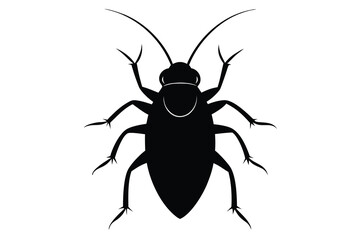 Vector art of black silhouette of a cockroach isolated on white background
