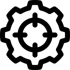 Gear target icon with line and simple style