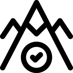Mountain goal icon with line and simple style
