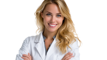 Radiant Practitioner: A compassionate healthcare professional exudes warmth and trustworthiness, embodying the essence of care in a clean and inviting studio setting.