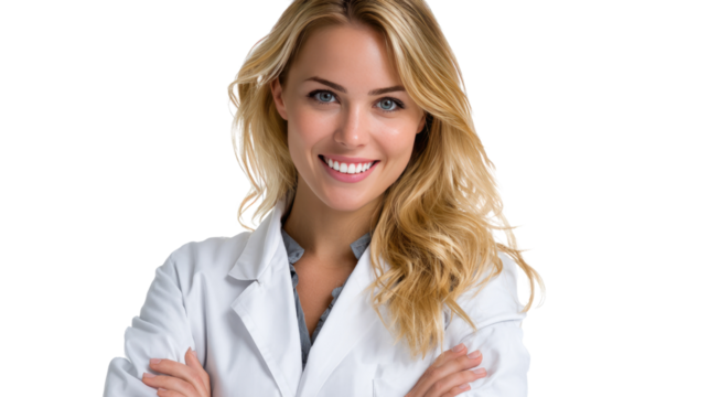 Radiant Practitioner: A compassionate healthcare professional exudes warmth and trustworthiness, embodying the essence of care in a clean and inviting studio setting.