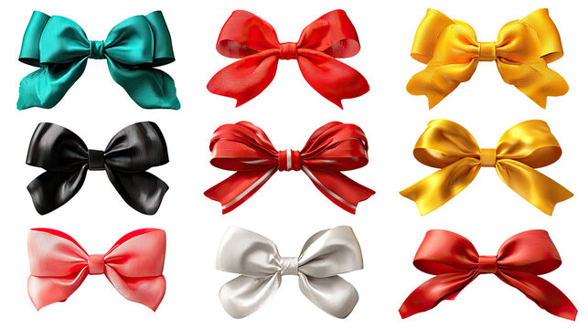 Array of Colorful Bows: An array of elegant bows in an array of colors. Ready to elevate design