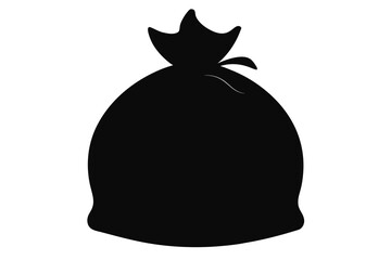 Naklejka premium Vector art of a black silhouette of a drawstring money bag