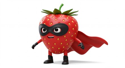 Cartoon superhero strawberry character