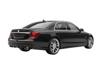 Isolated Sleek Black Sedan Car Back View