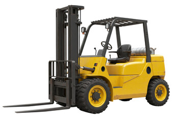 Isolated Yellow Forklift Truck Industrial Machinery