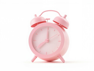 Pink alarm clock with a round design and simple dial isolated white background