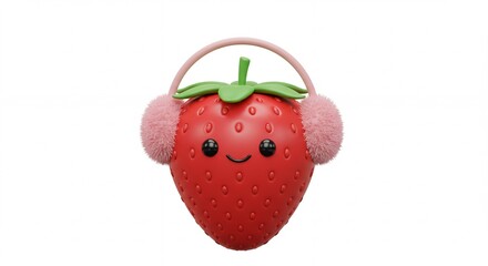 Strawberry earmuffs cute cartoon illustration