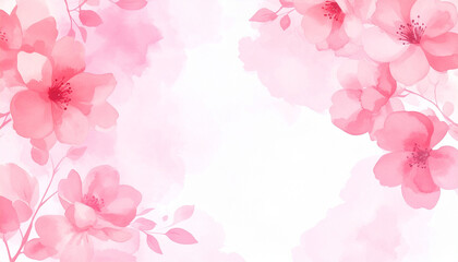 Fototapeta premium Watercolor Floral Fantasy: Delicate blossoms in shades of pink, arranged artfully against a backdrop of soft watercolor washes, evoke a sense of graceful elegance and ethereal beauty.