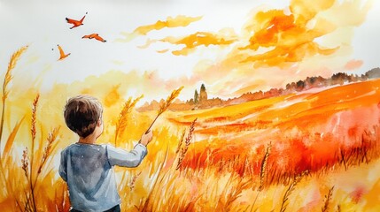 Step-by-step watercolor tutorial for kids, teaching fun and easy methods, cheerful and vibrant visuals