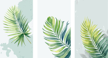 Watercolor Tropical Leaf Cluster Monstera Palm printed