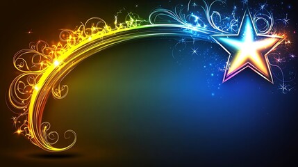 Colorful starburst background with glowing floral design