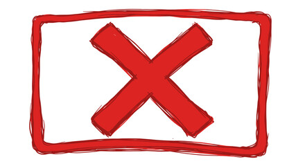 Obraz premium A red X symbol drawn inside a red rectangular border