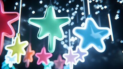Colorful stars hanging in the night