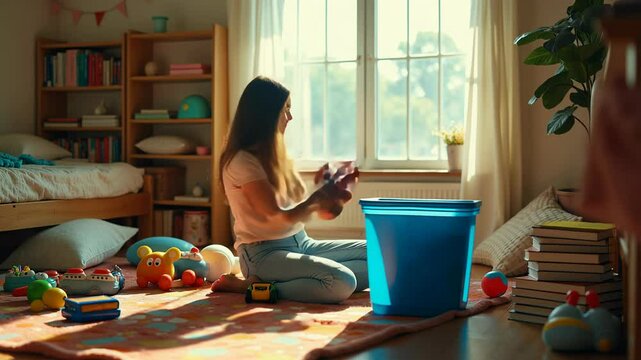 Transforming chaotic children's room into tidy space through a fun timelapse cleaning session