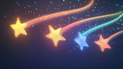 Colorful stars trails on dark background