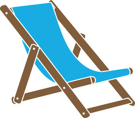 Beach Deck Chair Vector Illustration – Summer Relaxation Icon in Blue and Brown