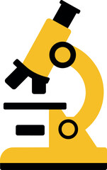 Microscope Vector Icon – Yellow and Black Scientific Equipment Illustration