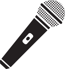 Microphone Icon Vector - Black Silhouette of Studio and Stage Mic