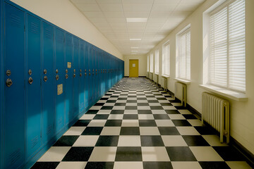 School hallway and lockers