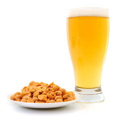 Beer with salted peanuts.