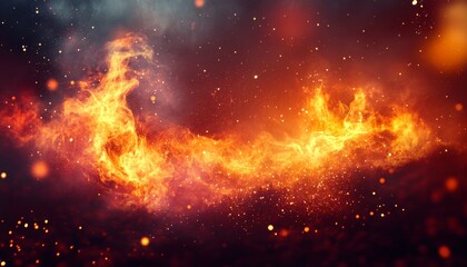 Fototapeta premium Interstellar Ignition A Breathtaking Crimson Firestorm Emitting Raw Energy and Light