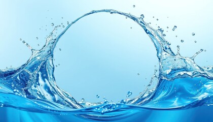 High-resolution water splash in blue hues with abstract shapes and clear details