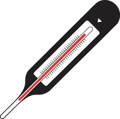 Medical Thermometer Vector Illustration - Classic Mercury Temperature Scale Design