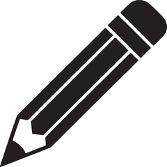 Pencil Icon Vector – Writing, Drawing, and Editing Symbol in Black Silhouette