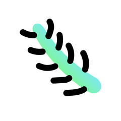 A branch or twig with leaves, symbolizing nature and wilderness. Gradient Fill and flat line