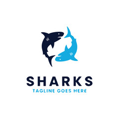 Obraz premium Shark logo design vector illustration