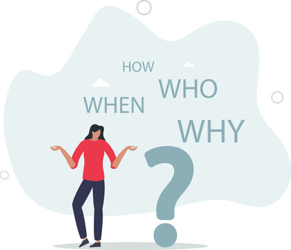 5w1h asking questions for solution to solve problem, thinking process or business analysis to get new idea concept.human life.