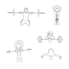Top View Vector Set of People Working Out in Gym with Fitness Equipment — Gym Layout Illustration