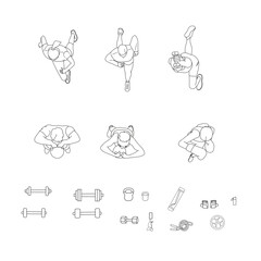 Flat Top View Illustration of Gym Equipment and People Training — Vector Fitness Design Pack