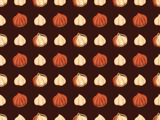 hazelnut nut cartoon organic harvest natural raw plant snack vegetarian product art pattern seamless