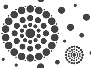 Concentric circles of dark gray dots on a white background